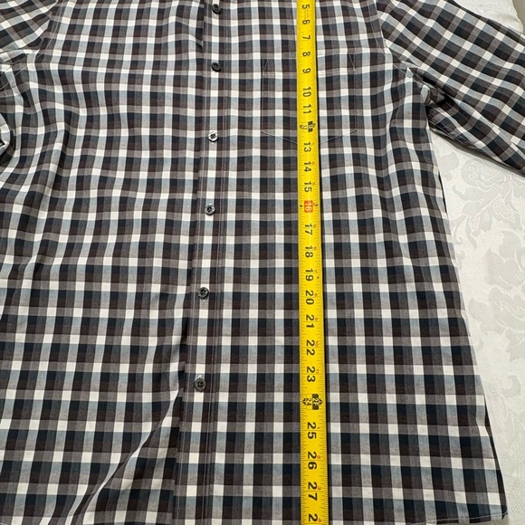 Nordstrom Brown and White Plaid Casual Button Down Shirt - Picture 4 of 7